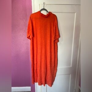 Future Collective Orange Crinkle Maxi Dress
